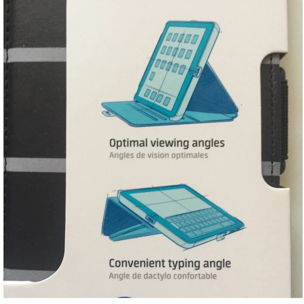 Speck StyleFolio iPad mini 1 2 3 Case Black White Grid Plaid Stand 71981-5214